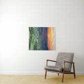 Mooie zonsondergang achter groene velden wandkleed (In Situ (horizontaal))