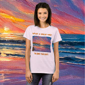 Mooie zonsondergang bij het strand Waterverf schil T-shirt