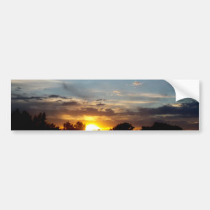 mooie zonsondergang blauw geel landschap ontspanne bumpersticker