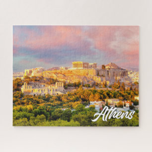 Mooie zonsondergang boven Athene, Griekenland Legpuzzel