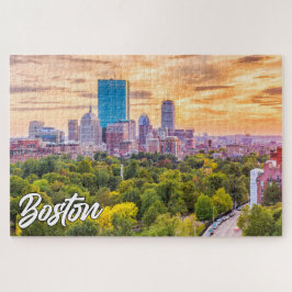 Mooie zonsondergang boven Boston, Massachusetts, V Legpuzzel