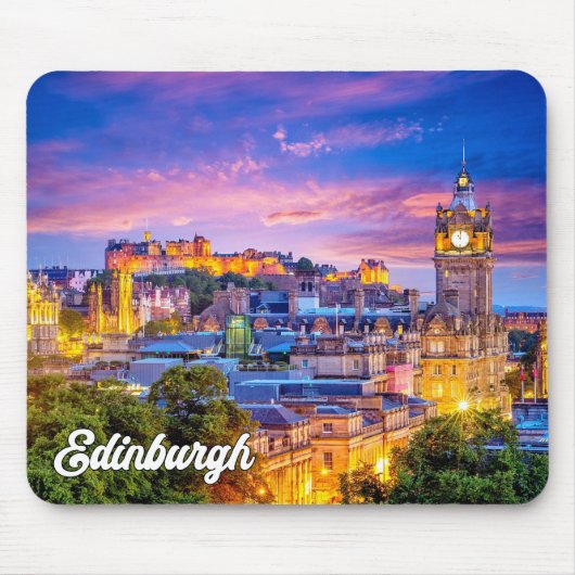 Mooie zonsondergang boven Edinburgh, Schotland Muismat (Voorkant)