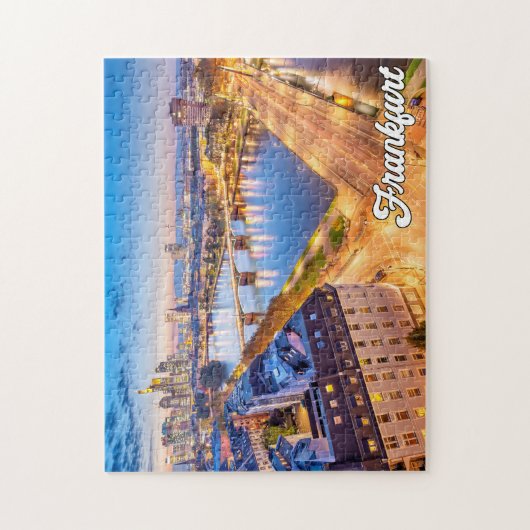 Mooie zonsondergang boven Frankfurt, Duitsland Legpuzzel (Verticaal)