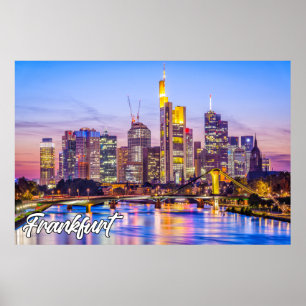 Mooie zonsondergang boven Frankfurt, Duitsland Poster