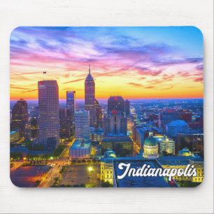 Mooie zonsondergang boven Indianapolis, Indiana, V Muismat