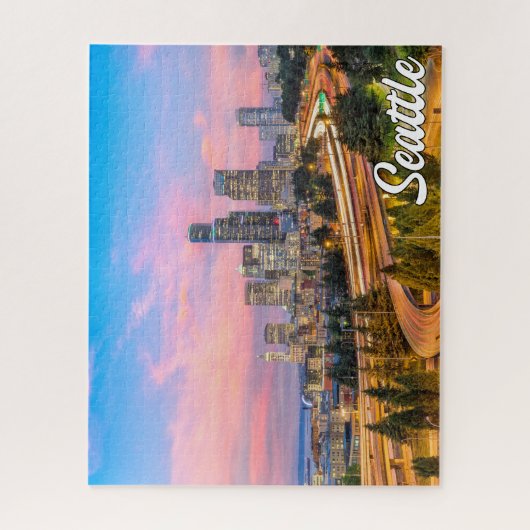 Mooie zonsondergang boven Seattle, Washington Legpuzzel (Verticaal)