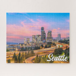 Mooie zonsondergang boven Seattle, Washington Legpuzzel