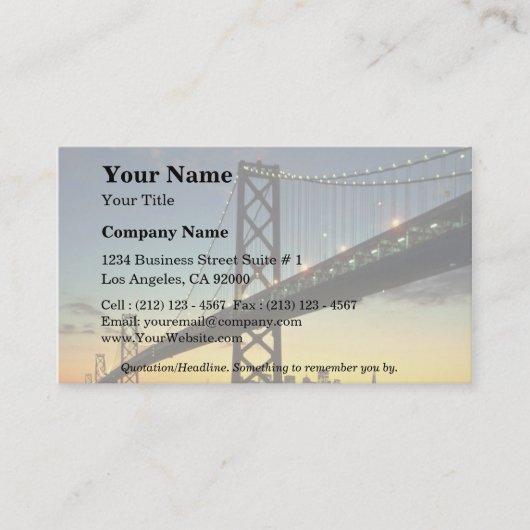 Mooie zonsondergang: Brug, San Francisco, Calif Visitekaartje (Voorkant)