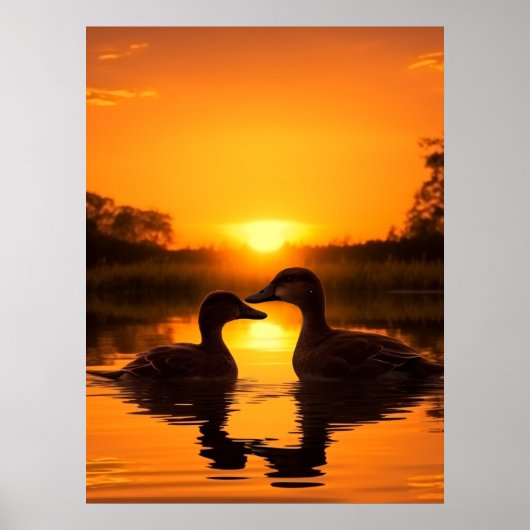 Mooie Zonsondergang Eend Poster (Voorkant)