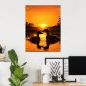 Mooie Zonsondergang Eend Poster (Thuiskantoor)