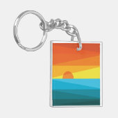 Mooie zonsondergang en zee golven sleutelhanger (Voorkant Links)