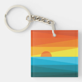 Mooie zonsondergang en zee golven sleutelhanger
