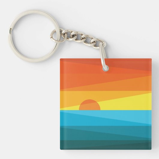 Mooie zonsondergang en zee golven sleutelhanger (Voorkant)