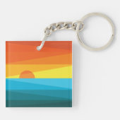 Mooie zonsondergang en zee golven sleutelhanger (Achterkant)