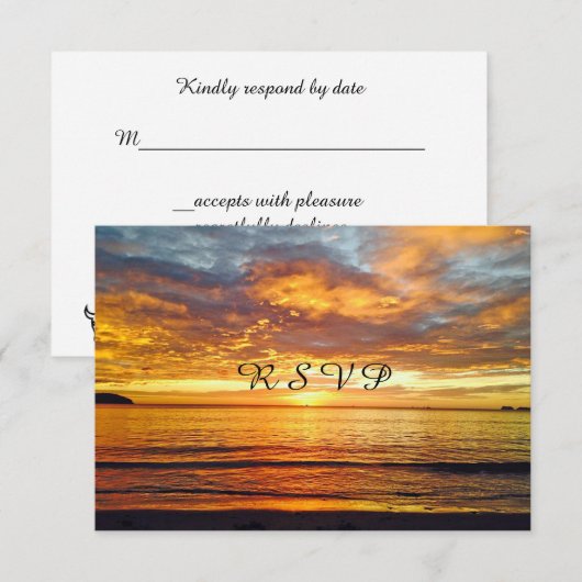 Mooie Zonsondergang Foto, Huwelijk R S V P RSVP Kaartje (Voorkant / Achterkant)