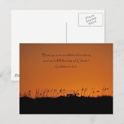 Mooie zonsondergang Galaties 6:2 Schriftplaats Kaa Briefkaart (Voorkant / Achterkant)