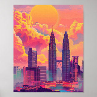 Mooie zonsondergang in Kuala Lumpur Maleisië Poster