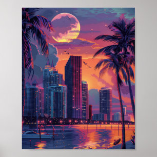 Mooie zonsondergang in Miami Florida Poster