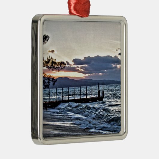 Mooie zonsondergang in Montego Bay, Jamaica Metalen Ornament (Rechts)