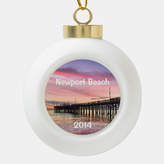 Mooie zonsondergang in Newport Beach Keramische Bal Ornament (Voorkant)