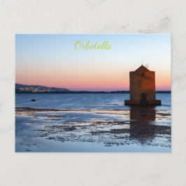 Mooie zonsondergang in Orbetello, Toscane Briefkaart