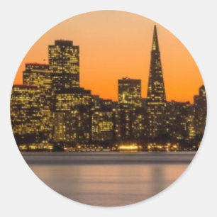 Mooie zonsondergang in San Francisco Ronde Sticker