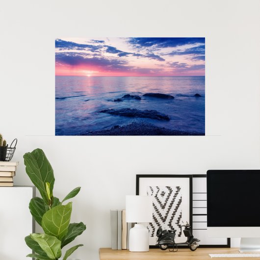 Mooie zonsondergang in zee poster (Thuiskantoor)