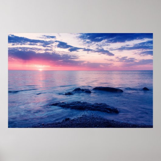 Mooie zonsondergang in zee poster (Voorkant)