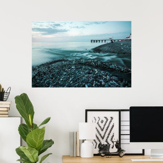 Mooie zonsondergang in zee poster (Thuiskantoor)