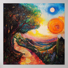 Mooie Zonsondergang Kunst Warme Interieurs Poster