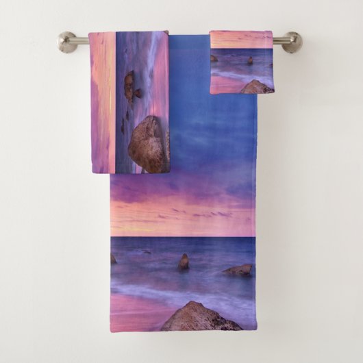 Mooie zonsondergang kustfoto bad handdoek (Insitu)