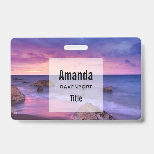 Mooie Zonsondergang Kustfoto Badge (Voorzijde)