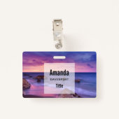 Mooie zonsondergang kustfoto badge (Achterkant met clip)