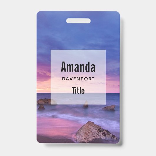 Mooie Zonsondergang Kustfoto Badge (Voorzijde)