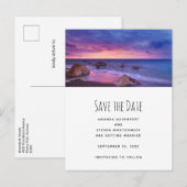 Mooie zonsondergang Kustfoto bruiloft Aankondigingskaart (Voorkant / Achterkant)