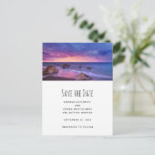 Mooie zonsondergang Kustfoto bruiloft Aankondigingskaart (Staand voorkant)