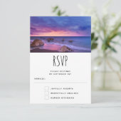 Mooie zonsondergang Kustfoto bruiloft RSVP Kaartje (Staand voorkant)