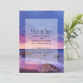 Mooie zonsondergang Kustfoto bruiloft Save The Date (Staand voorkant)