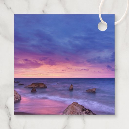 Mooie zonsondergang kustfoto dank u bedankjes labels (Achterkant)