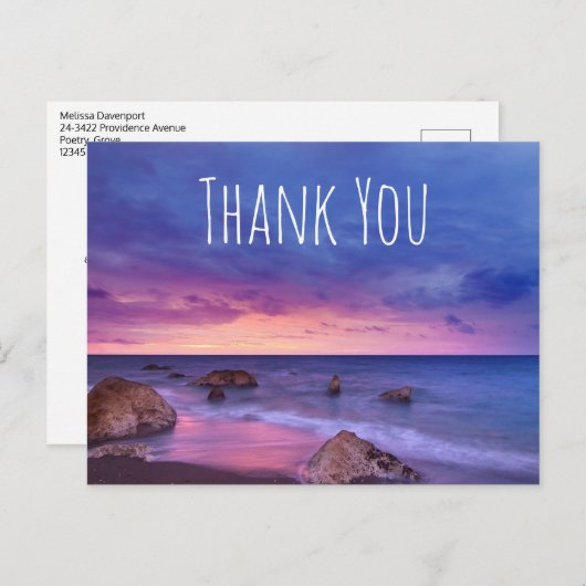 Mooie zonsondergang kustfoto dank u briefkaart (Voorkant / Achterkant)