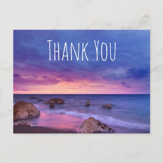 Mooie zonsondergang kustfoto dank u briefkaart (Voorkant)