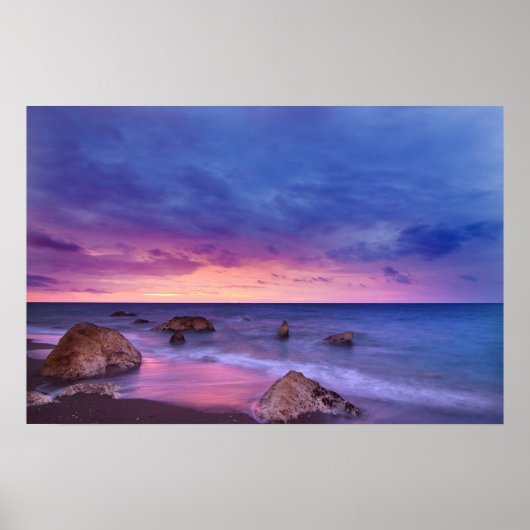 Mooie zonsondergang kustfoto poster (Voorkant)