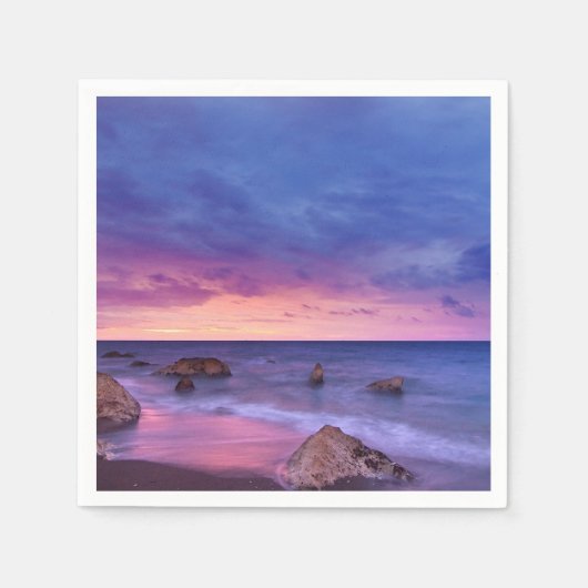 Mooie zonsondergang kustfoto servet (Voorkant)