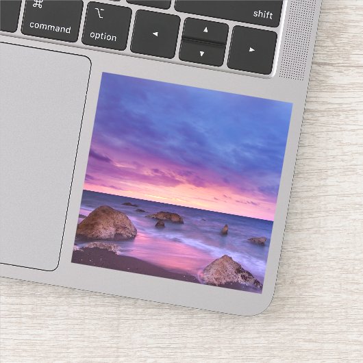 Mooie zonsondergang kustfoto sticker (Detail)