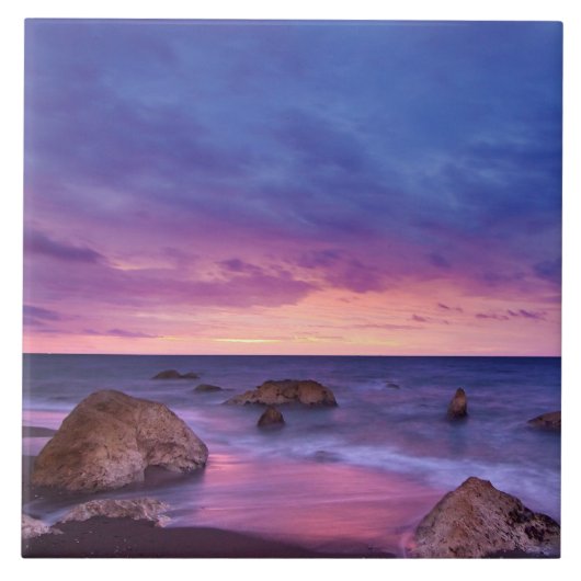 Mooie zonsondergang kustfoto tegeltje (Voorkant)