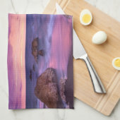 Mooie zonsondergang kustfoto theedoek (Quarter Fold)