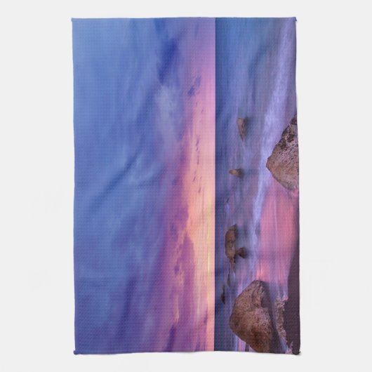 Mooie zonsondergang kustfoto theedoek (Verticaal)