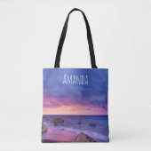Mooie zonsondergang kustfoto tote bag (Voorkant)