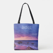 Mooie zonsondergang kustfoto tote bag (Achterkant)