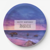 Mooie zonsondergang Kustfoto Verjaardag Papieren Bordje (Voorkant)